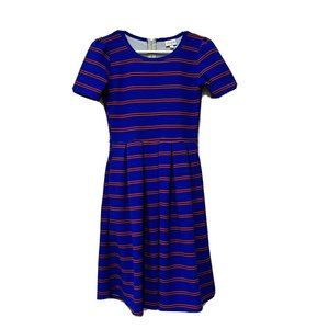 LuLaRoe Amelia Dress Blue with Red Stripes